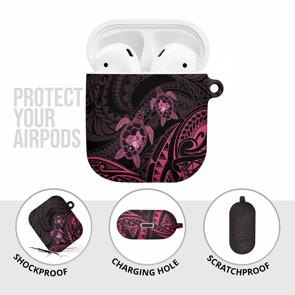 Pink Black Polynesia Floral Sea Turtle AirPods Case LT14 - Polynesian Pride