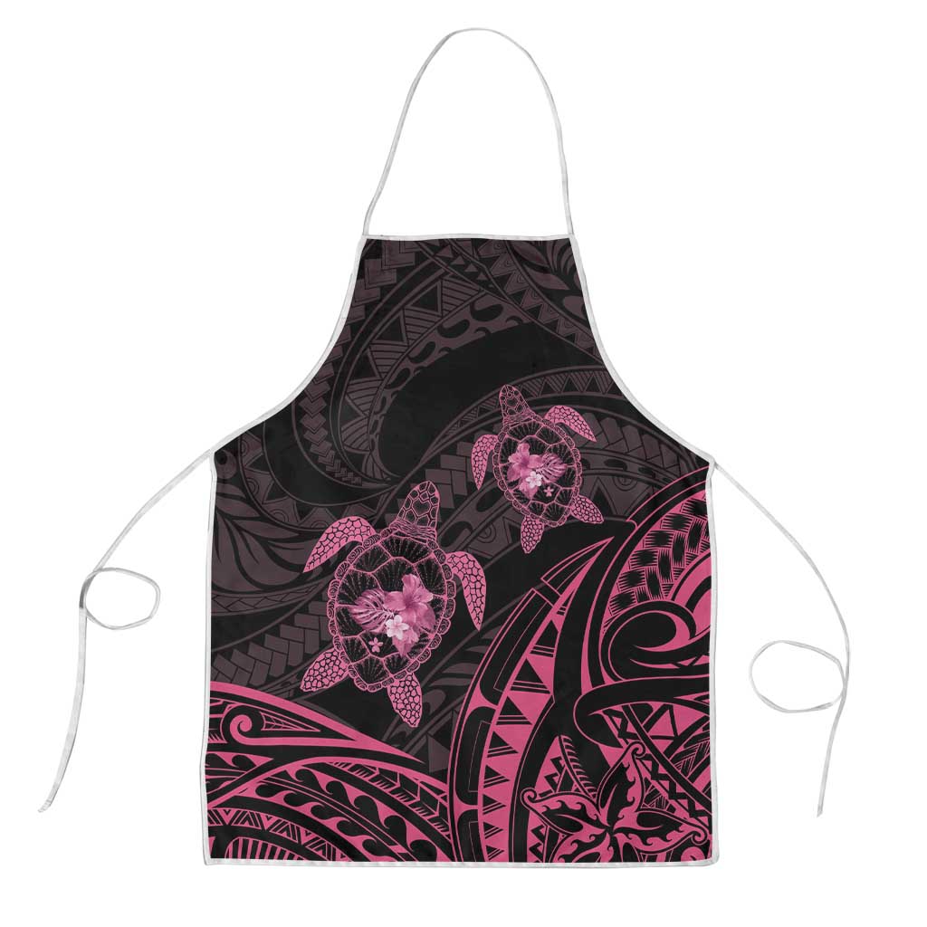 Pink Black Polynesia Floral Sea Turtle Apron LT14 Black - Polynesian Pride