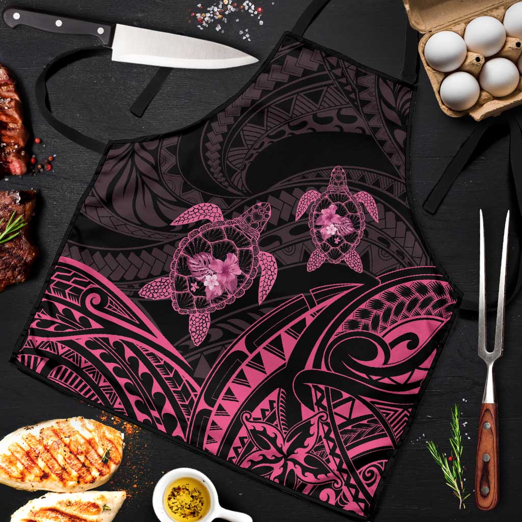 Pink Black Polynesia Floral Sea Turtle Apron LT14 Black - Polynesian Pride
