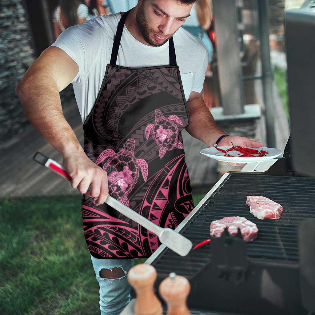 Pink Black Polynesia Floral Sea Turtle Apron LT14 - Polynesian Pride