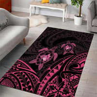 Pink Black Polynesia Floral Sea Turtle Area Rug LT14 - Polynesian Pride