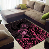 Pink Black Polynesia Floral Sea Turtle Area Rug LT14 - Polynesian Pride