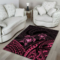 Pink Black Polynesia Floral Sea Turtle Area Rug LT14 - Polynesian Pride