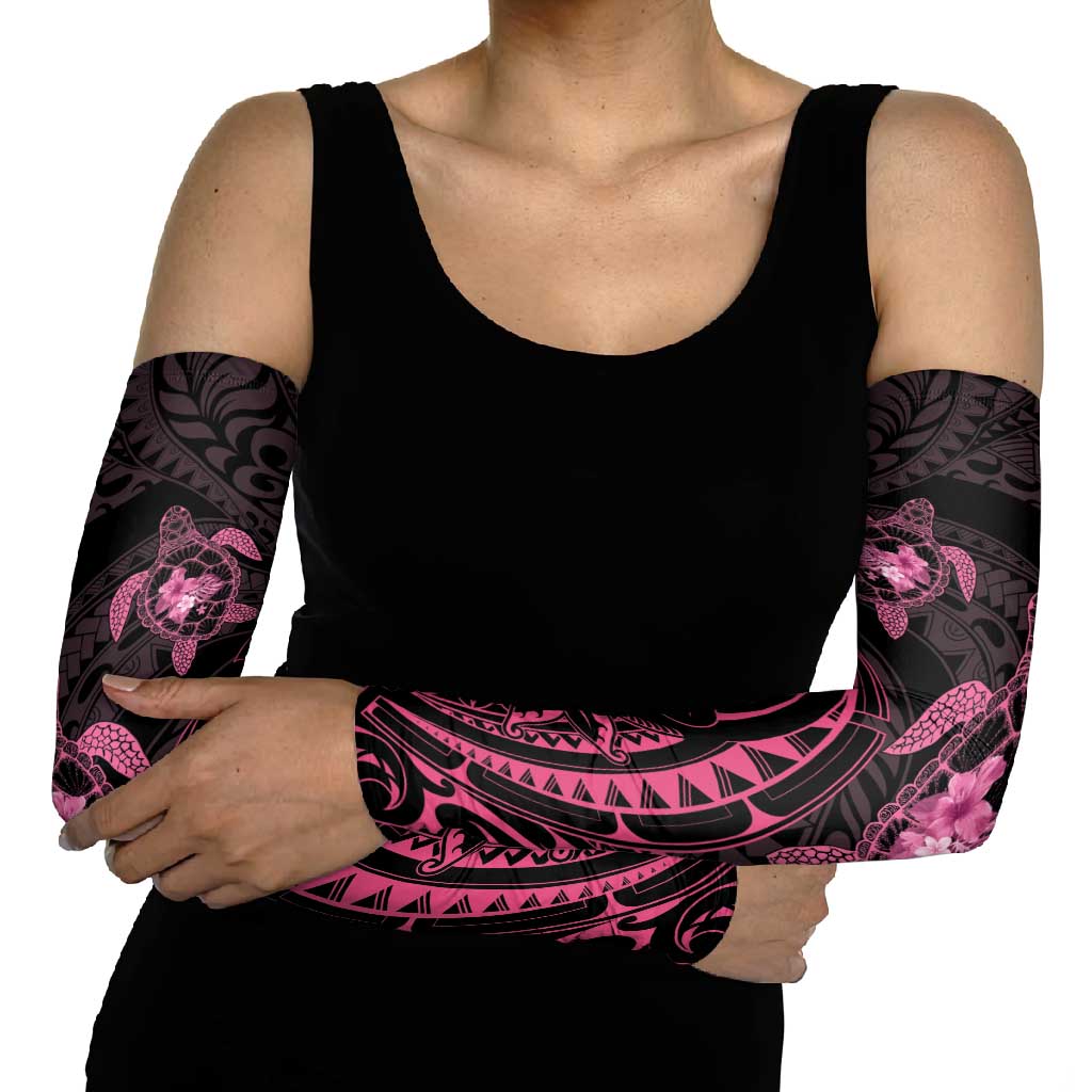 Pink Black Polynesia Floral Sea Turtle Arm Sleeves LT14 - Polynesian Pride