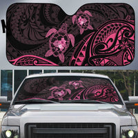 Pink Black Polynesia Floral Sea Turtle Auto Sun Shade LT14 Black - Polynesian Pride