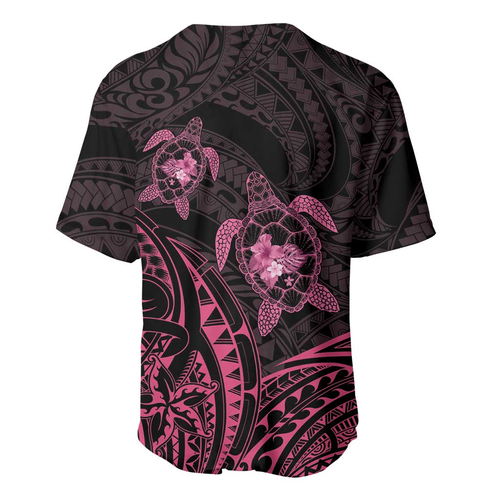 Pink Black Polynesia Floral Sea Turtle Baseball Jersey LT14 - Polynesian Pride