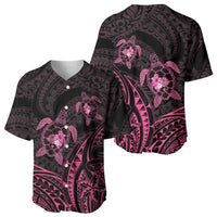 Pink Black Polynesia Floral Sea Turtle Baseball Jersey LT14 - Polynesian Pride