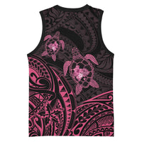 Pink Black Polynesia Floral Sea Turtle Basketball Jersey LT14 - Polynesian Pride