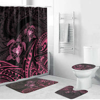 Pink Black Polynesia Floral Sea Turtle Bathroom Set - Polynesian Pride