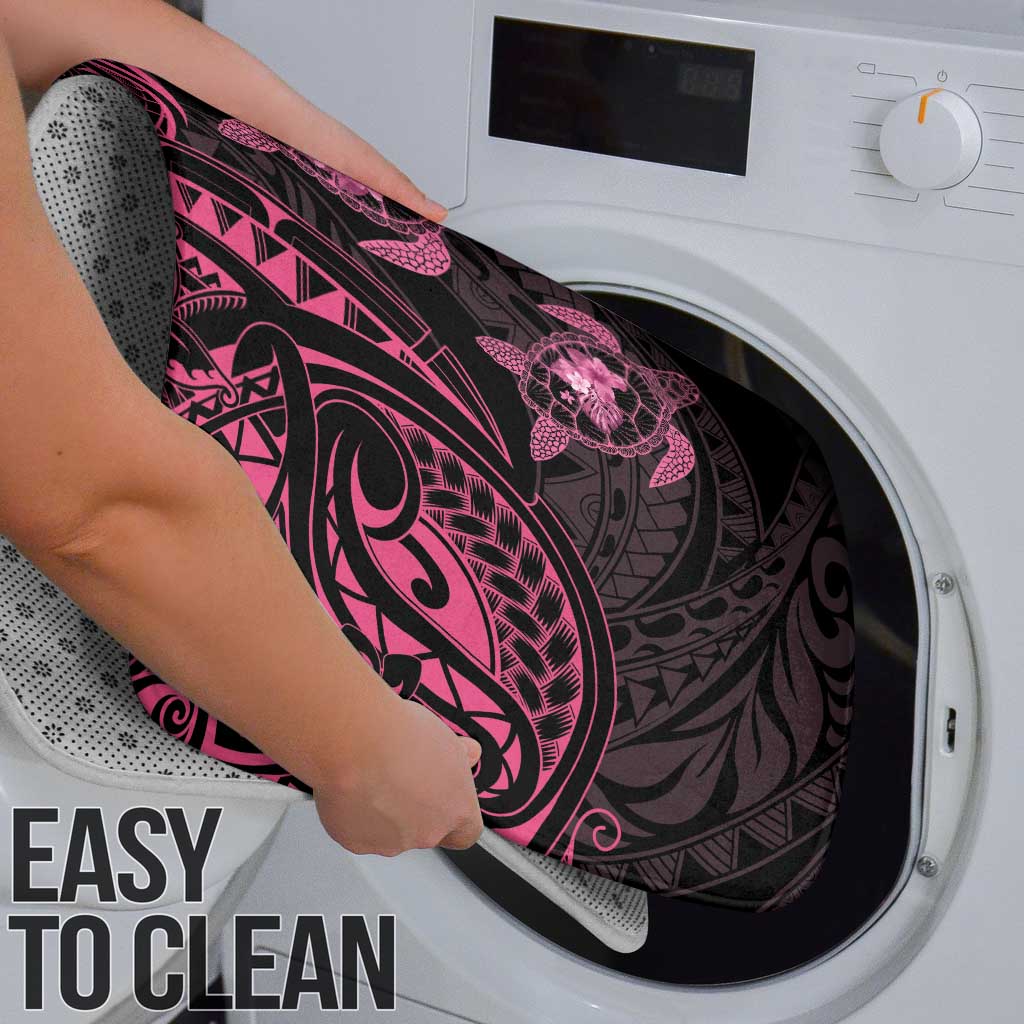 Pink Black Polynesia Floral Sea Turtle Bathroom Set - Polynesian Pride