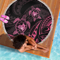 Pink Black Polynesia Floral Sea Turtle Beach Blanket LT14 - Polynesian Pride