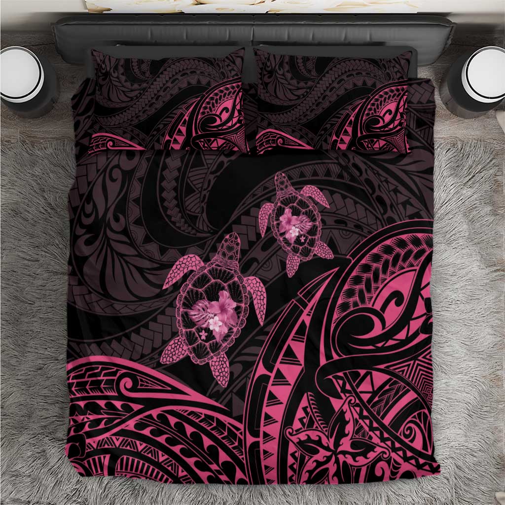 Pink Black Polynesia Floral Sea Turtle Bedding Set LT14 Black - Polynesian Pride