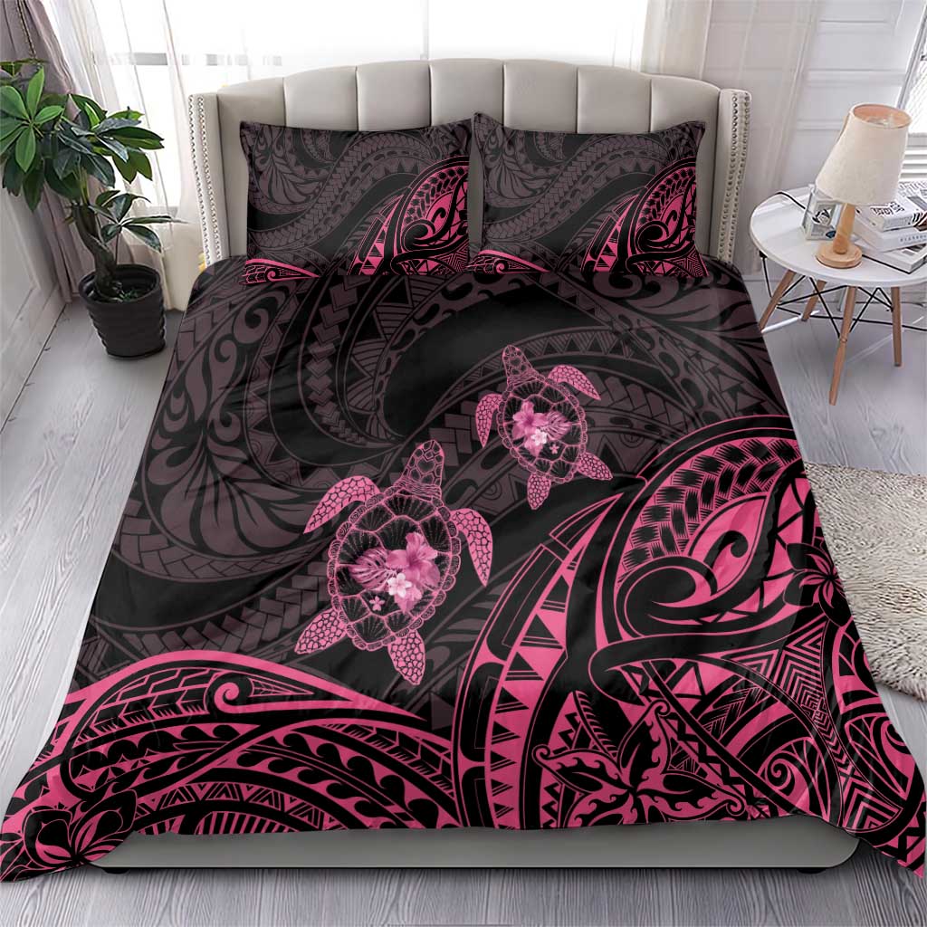 Pink Black Polynesia Floral Sea Turtle Bedding Set LT14 - Polynesian Pride