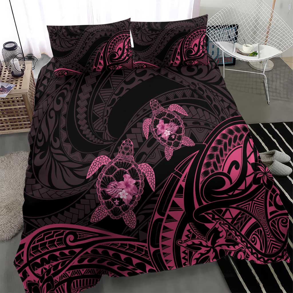 Pink Black Polynesia Floral Sea Turtle Bedding Set LT14 - Polynesian Pride
