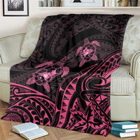 Pink Black Polynesia Floral Sea Turtle Blanket LT14 - Polynesian Pride