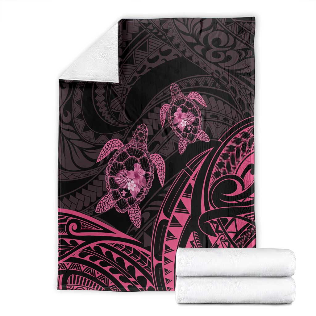 Pink Black Polynesia Floral Sea Turtle Blanket LT14 - Polynesian Pride