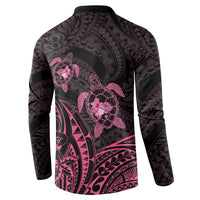 Pink Black Polynesia Floral Sea Turtle Button Sweatshirt LT14 - Polynesian Pride