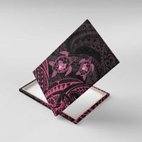 Pink Black Polynesia Floral Sea Turtle Canvas Wall Art LT14 With Frame Black - Polynesian Pride
