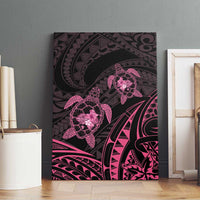 Pink Black Polynesia Floral Sea Turtle Canvas Wall Art LT14 - Polynesian Pride