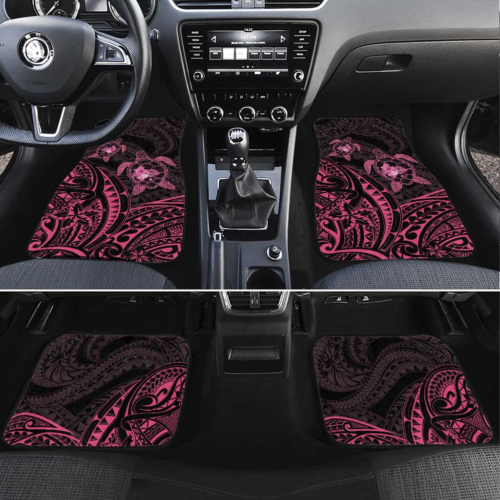 Pink Black Polynesia Floral Sea Turtle Car Mats - Polynesian Pride