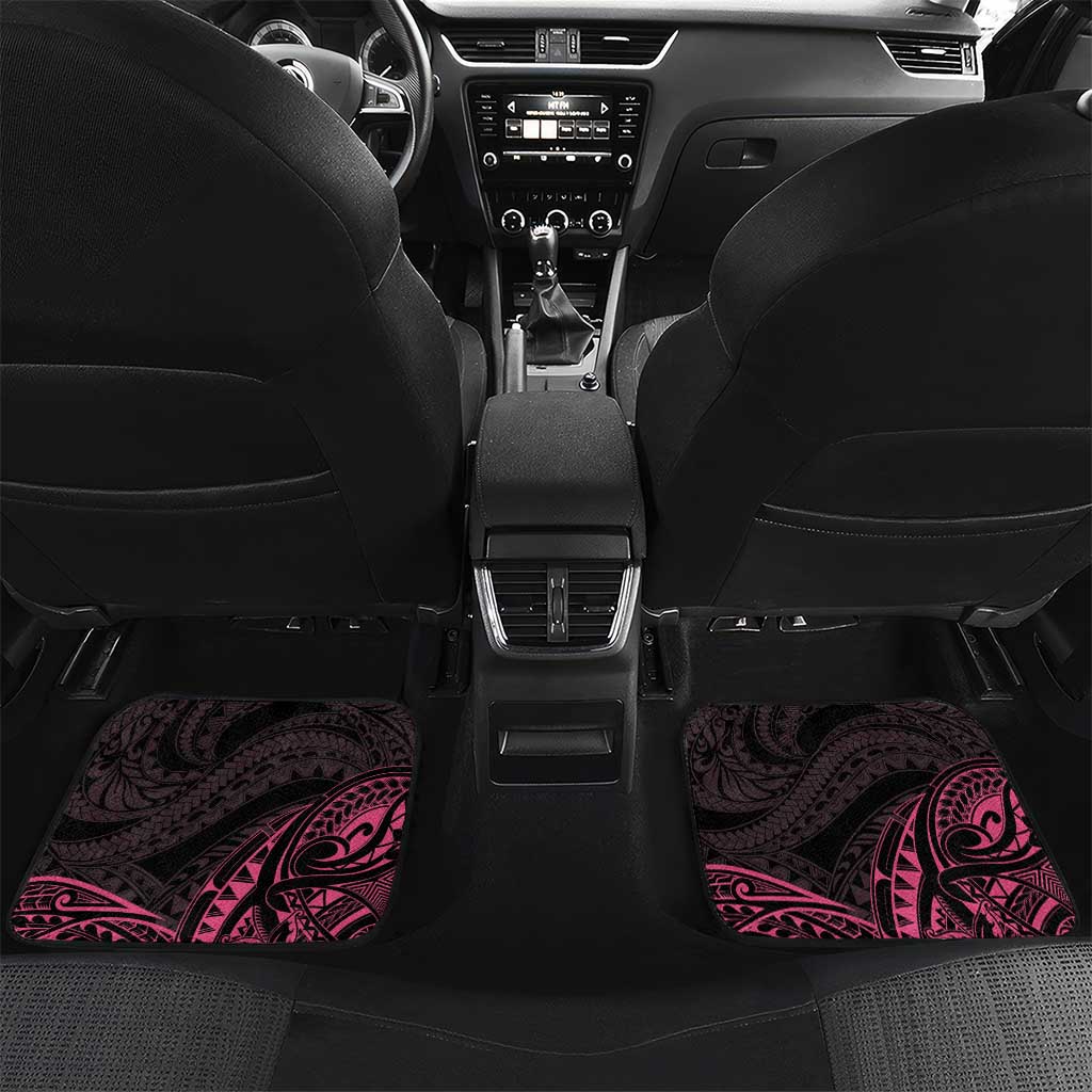 Pink Black Polynesia Floral Sea Turtle Car Mats LT14 Set 2pcs - Back Black - Polynesian Pride