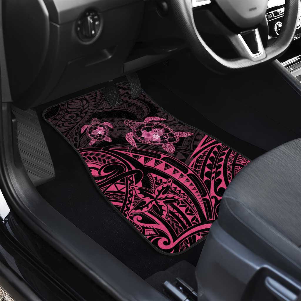 Pink Black Polynesia Floral Sea Turtle Car Mats LT14 - Polynesian Pride