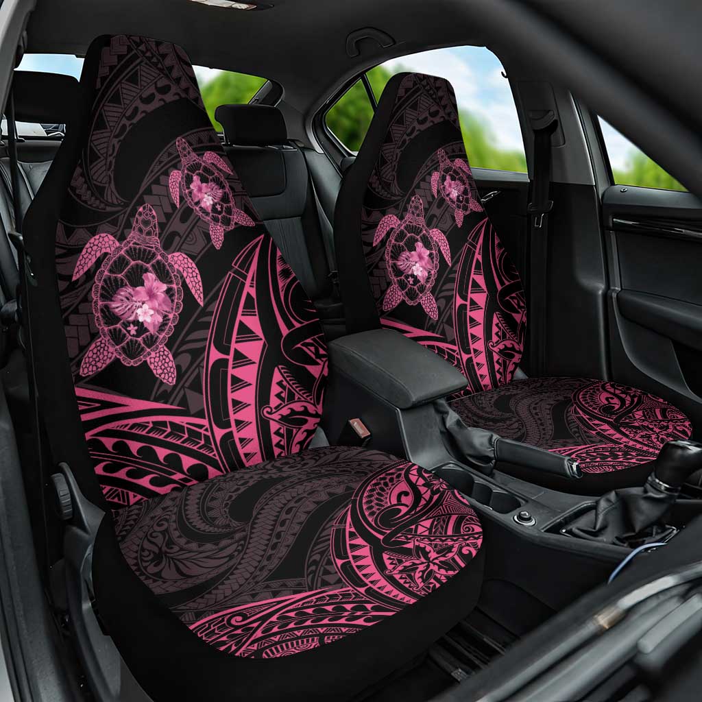Pink Black Polynesia Floral Sea Turtle Car Seat Cover - Polynesian Pride