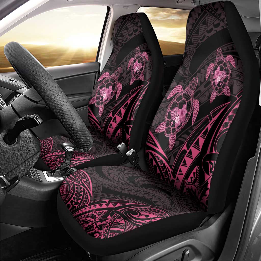 Pink Black Polynesia Floral Sea Turtle Car Seat Cover - Polynesian Pride
