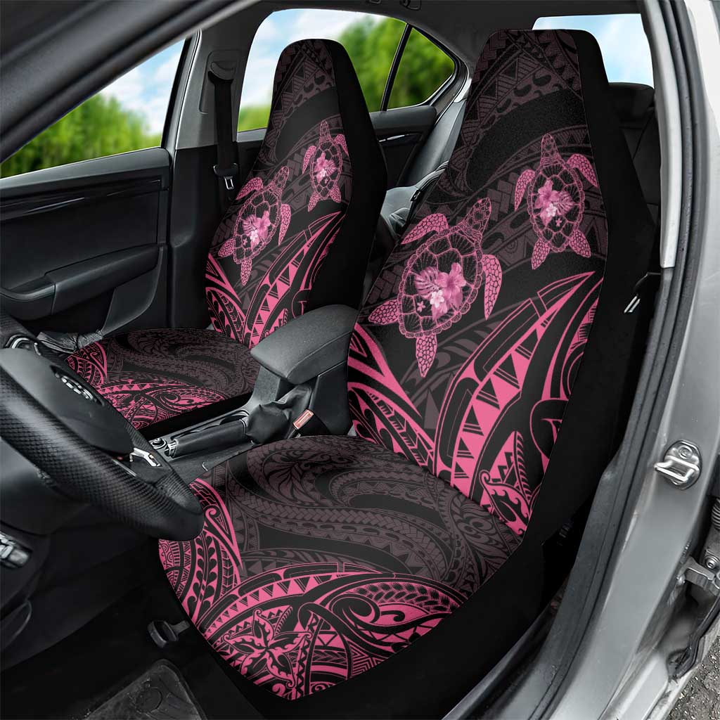 Pink Black Polynesia Floral Sea Turtle Car Seat Cover - Polynesian Pride