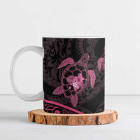 Pink Black Polynesia Floral Sea Turtle Ceramic Mug LT14 Black - Polynesian Pride