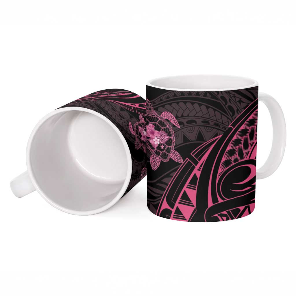 Pink Black Polynesia Floral Sea Turtle Ceramic Mug LT14 - Polynesian Pride