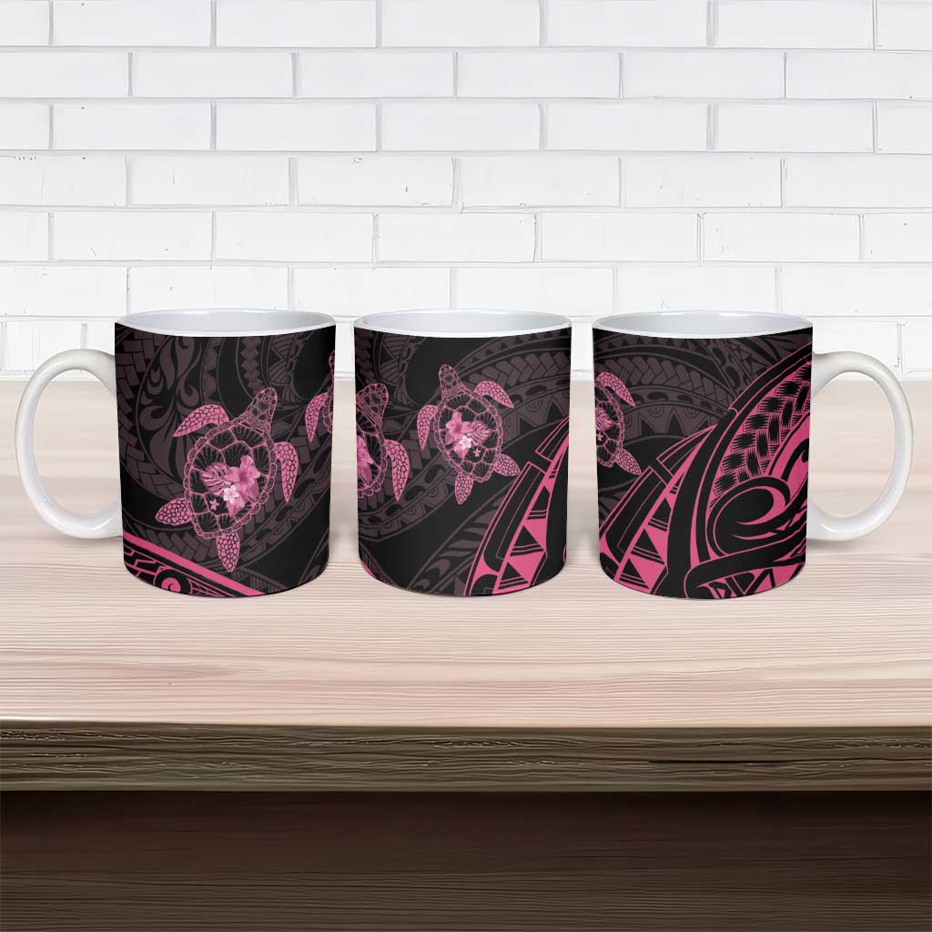 Pink Black Polynesia Floral Sea Turtle Ceramic Mug LT14 - Polynesian Pride