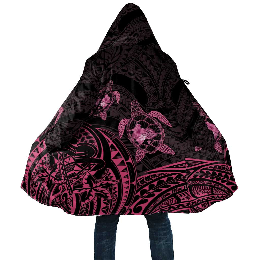Pink Black Polynesia Floral Sea Turtle Cloak LT14 Unisex Black - Polynesian Pride