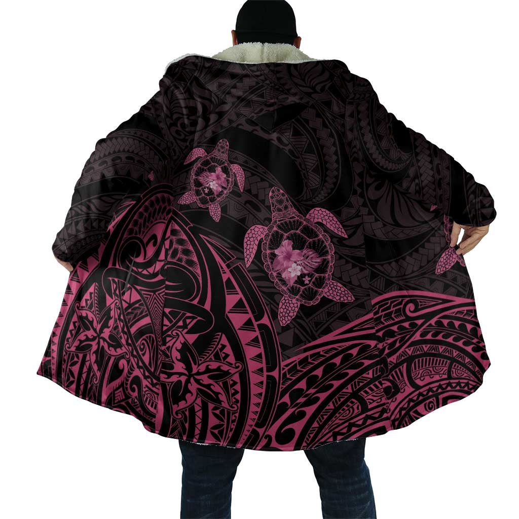 Pink Black Polynesia Floral Sea Turtle Cloak LT14 - Polynesian Pride
