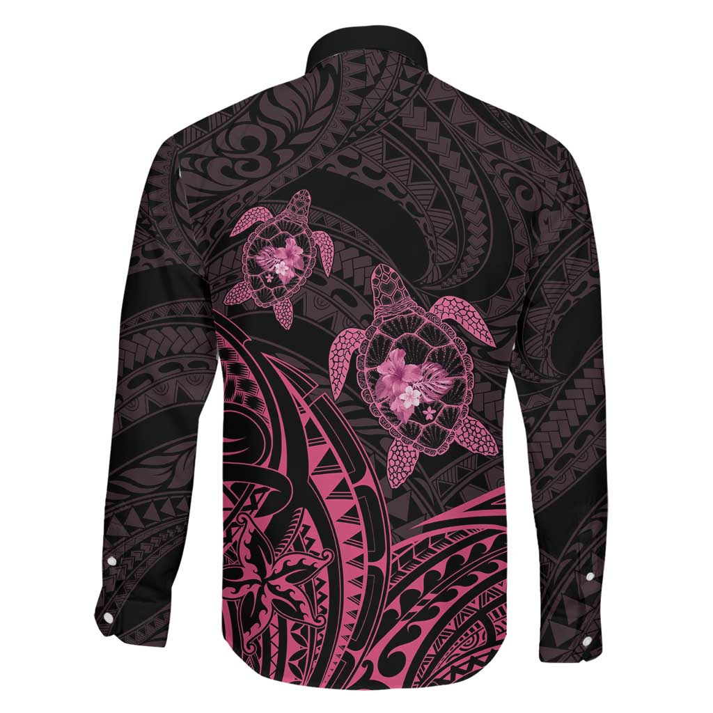 Pink Black Polynesia Floral Sea Turtle Family Matching Mermaid Dress and Hawaiian Shirt - Polynesian Pride