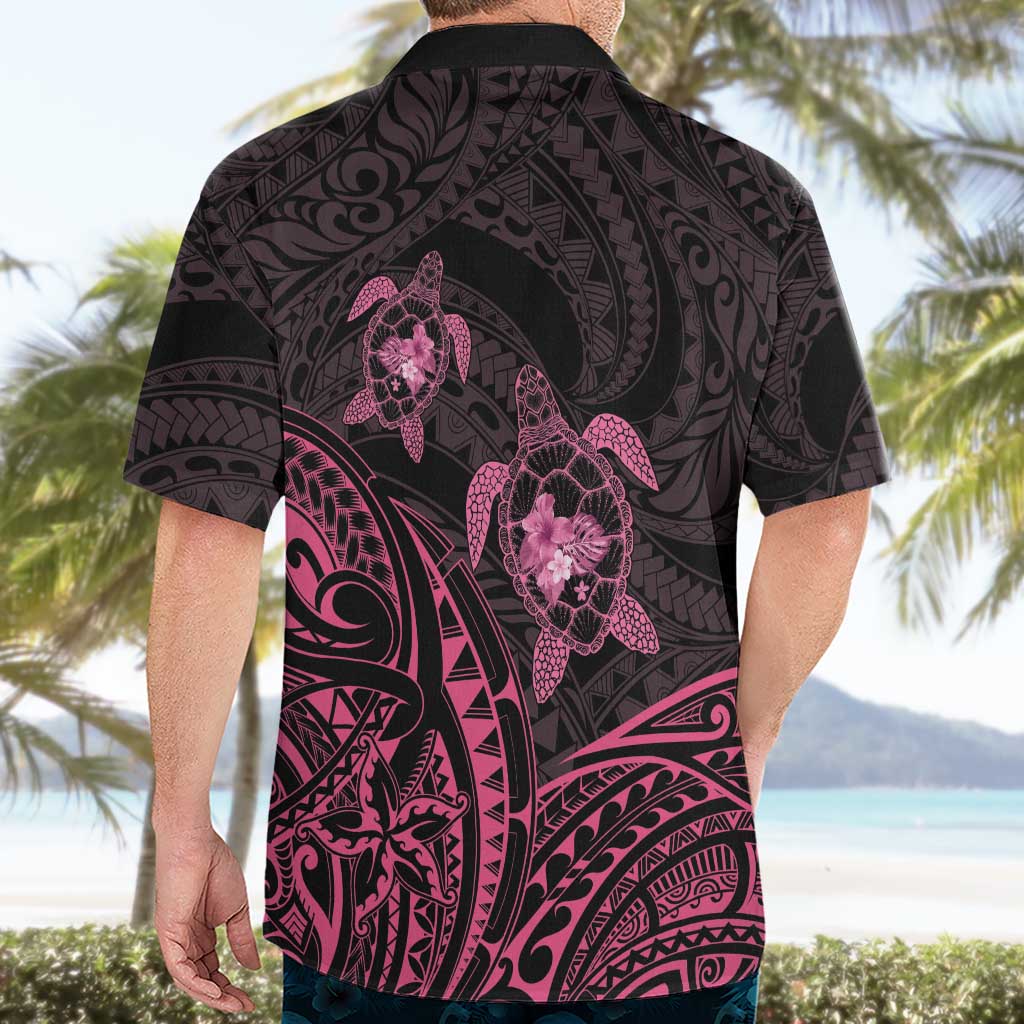 Pink Black Polynesia Floral Sea Turtle Hawaiian Shirt LT14 - Polynesian Pride