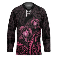 Pink Black Polynesia Floral Sea Turtle Hockey Jersey - Polynesian Pride