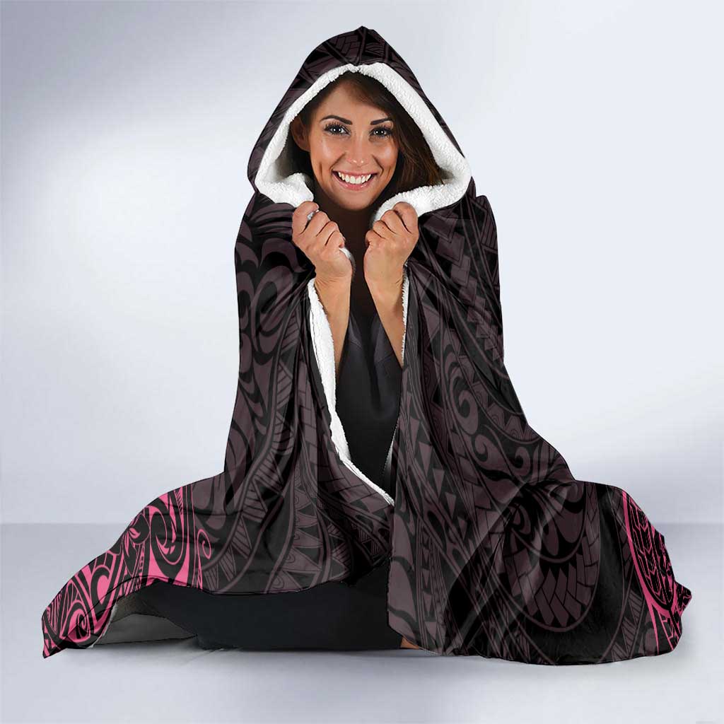Pink Black Polynesia Floral Sea Turtle Hooded Blanket LT14 - Polynesian Pride