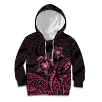 Pink Black Polynesia Floral Sea Turtle Kid Hoodie LT14 Hoodie Black - Polynesian Pride