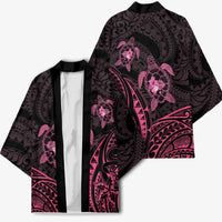 Pink Black Polynesia Floral Sea Turtle Kimono LT14 - Polynesian Pride