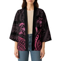 Pink Black Polynesia Floral Sea Turtle Kimono LT14 - Polynesian Pride