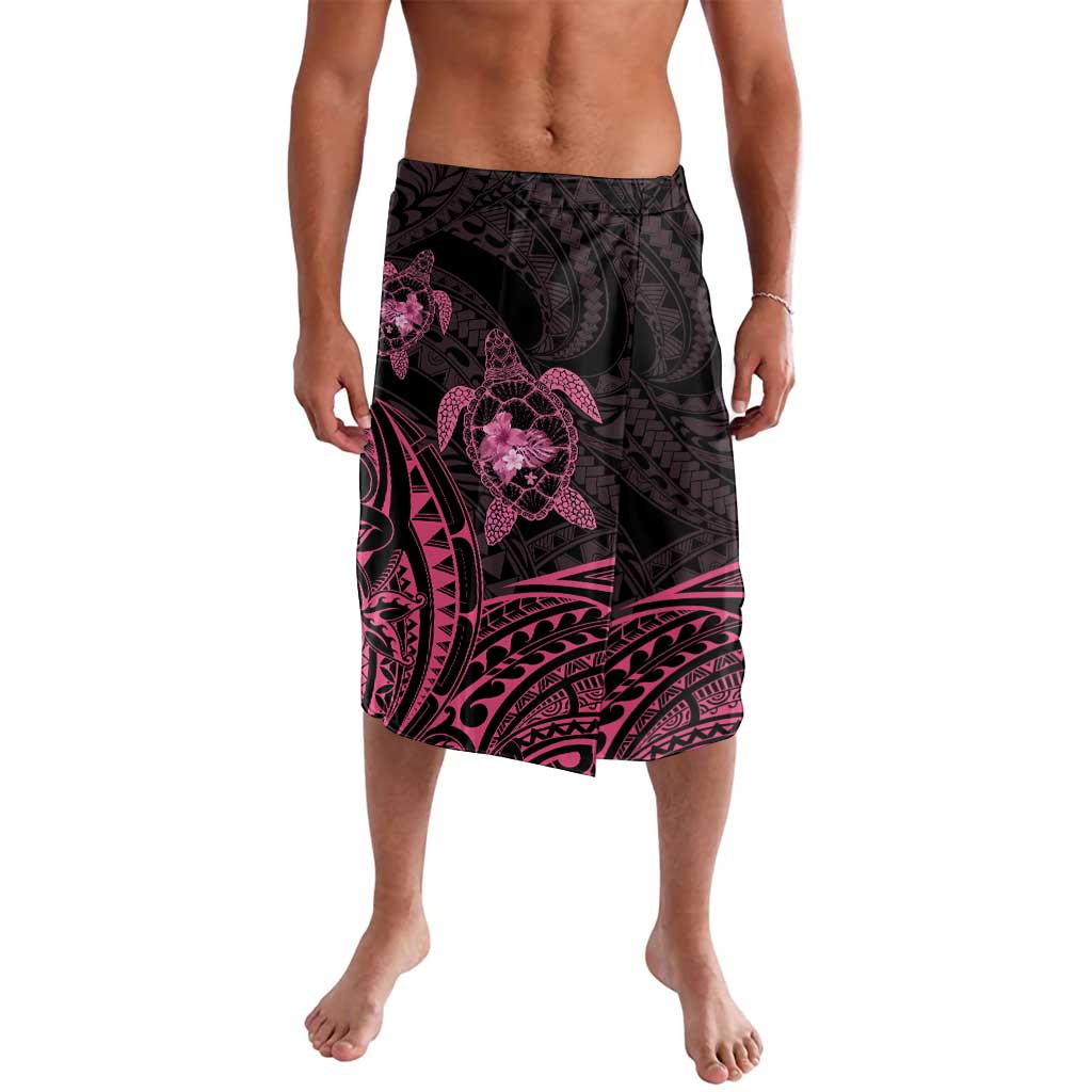 Pink Black Polynesia Floral Sea Turtle Lavalava LT14 Black - Polynesian Pride