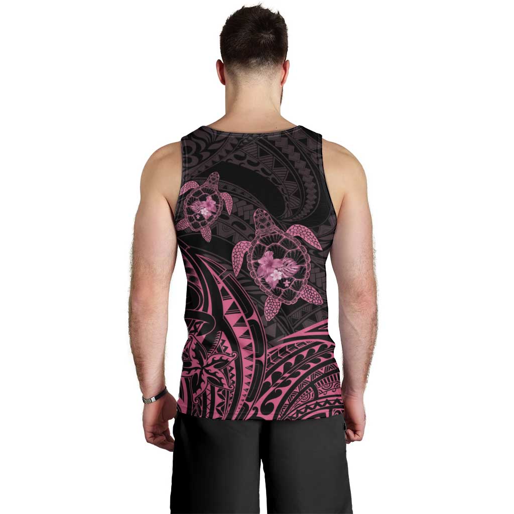 Pink Black Polynesia Floral Sea Turtle Men Tank Top LT14 - Polynesian Pride