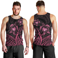 Pink Black Polynesia Floral Sea Turtle Men Tank Top LT14 - Polynesian Pride