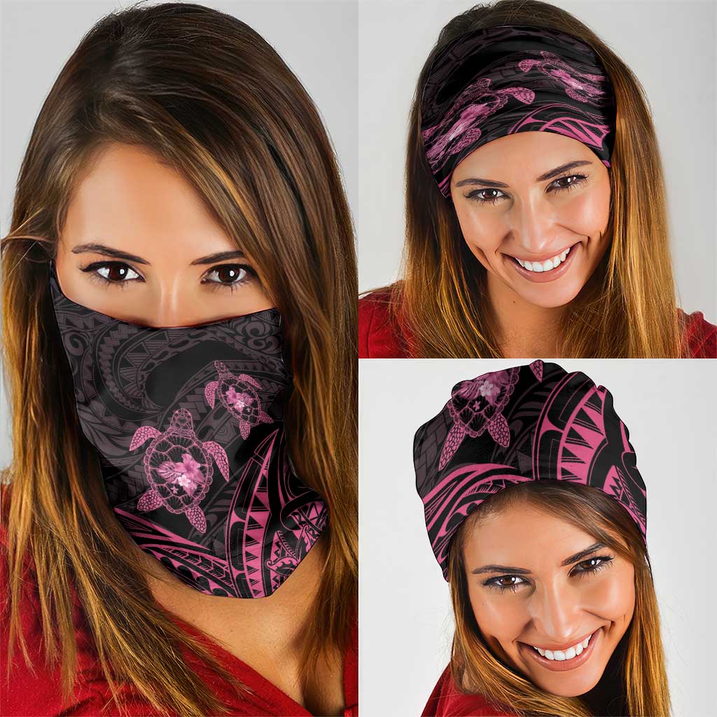 Pink Black Polynesia Floral Sea Turtle Neck Gaiter LT14 - Polynesian Pride