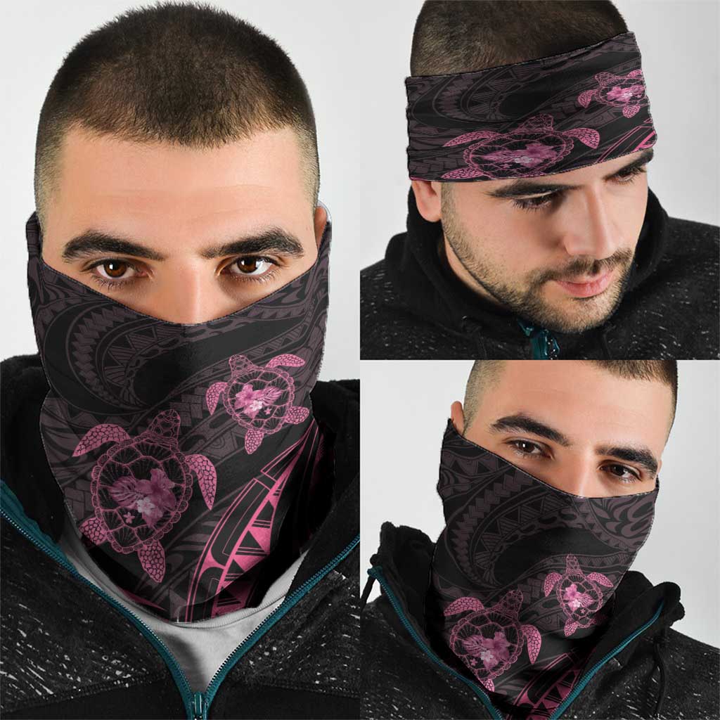 Pink Black Polynesia Floral Sea Turtle Neck Gaiter LT14 - Polynesian Pride