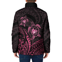 Pink Black Polynesia Floral Sea Turtle Padded Jacket LT14 - Polynesian Pride