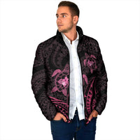 Pink Black Polynesia Floral Sea Turtle Padded Jacket LT14 - Polynesian Pride