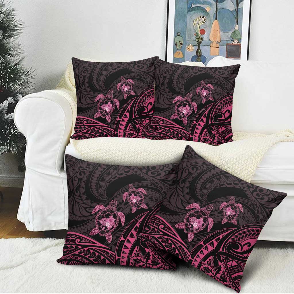Pink Black Polynesia Floral Sea Turtle Pillow Cover LT14 - Polynesian Pride