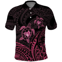 Pink Black Polynesia Floral Sea Turtle Polo Shirt LT14 Black - Polynesian Pride